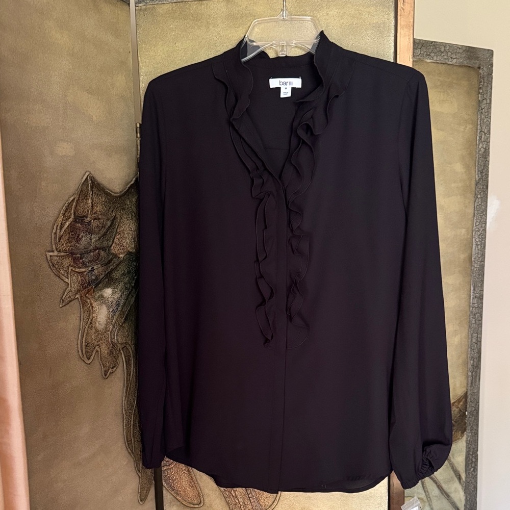 Bar III Black Ruffled Blouse